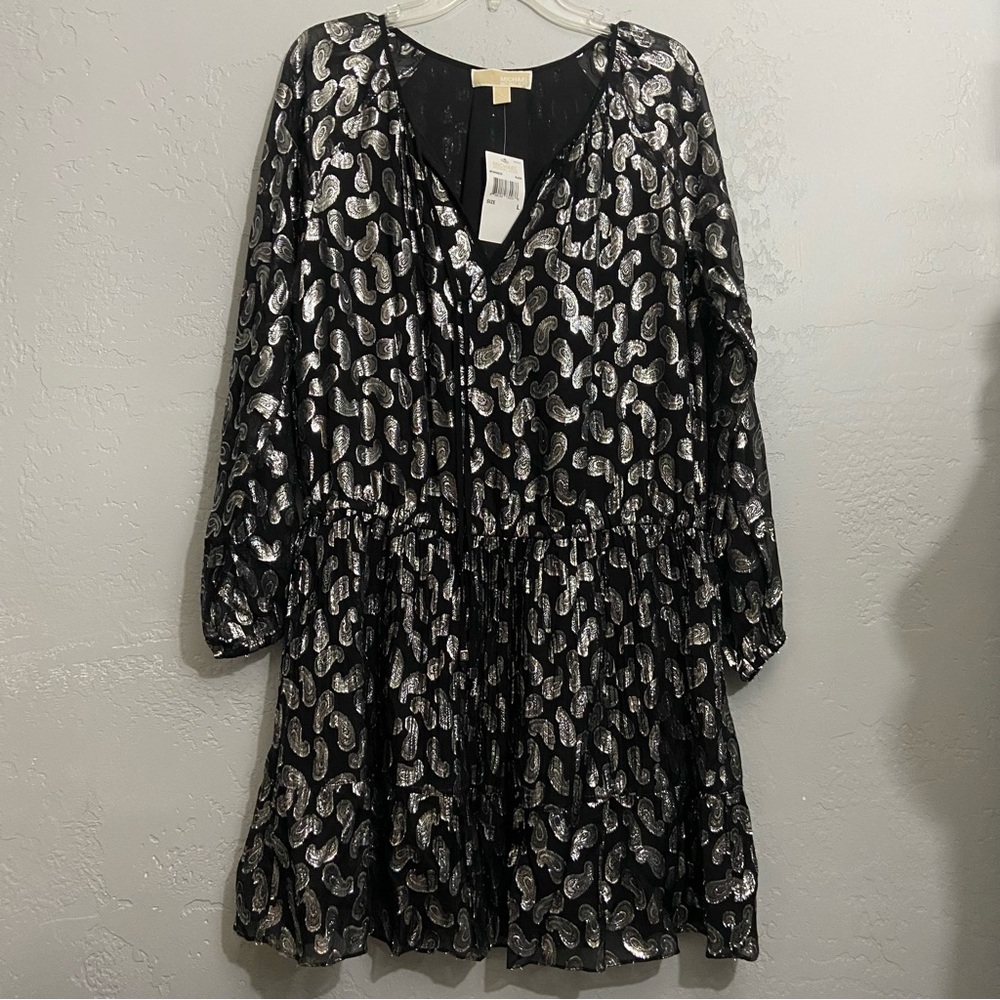 NWT MICHAEL Michael KORS Paisley Jacquard Dress Large